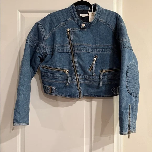 Good American Classic Blue Denim Moto Jacket - Picture 2 of 4